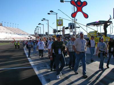 Down pit row just after 8 a.m.