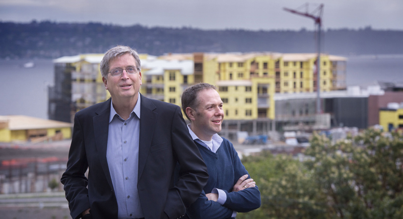 Ruston Mayor Bruce Hopkins and city planner Rob White say they want the development to succeed, and their job is to ensure the developer provides the public amenities it promised.. (Lui Kit Wong, staff photographer.)